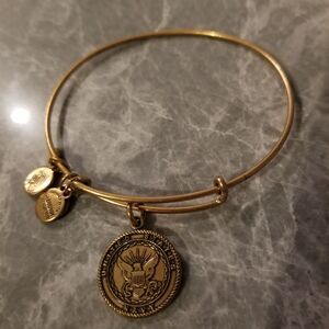 ALEX AND ANI UNITED STATE NAVY Charm Adjustable Bracelet Gold Tone Bangle